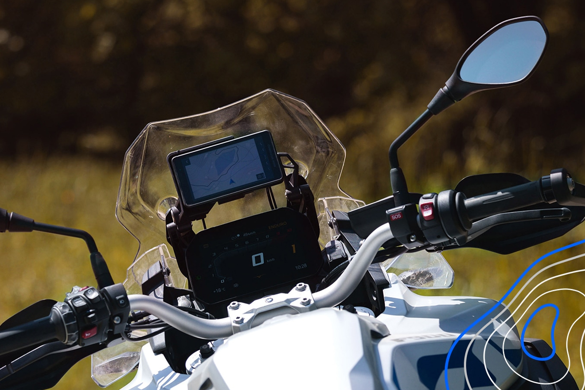 A BMW F 900 GS Adventure in a field near Corona, CA.