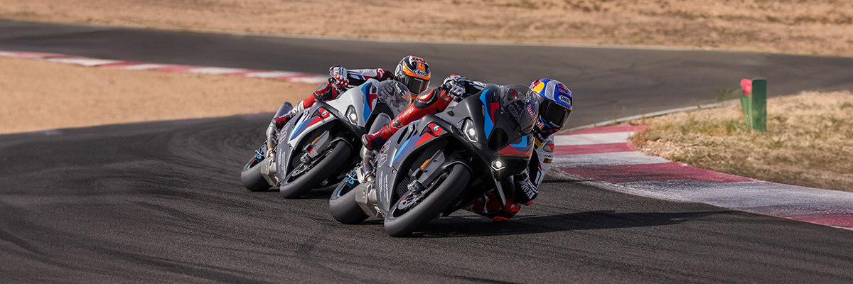 Two BMW M 1000 R motorcycles being ridden in Riverside, CA. 