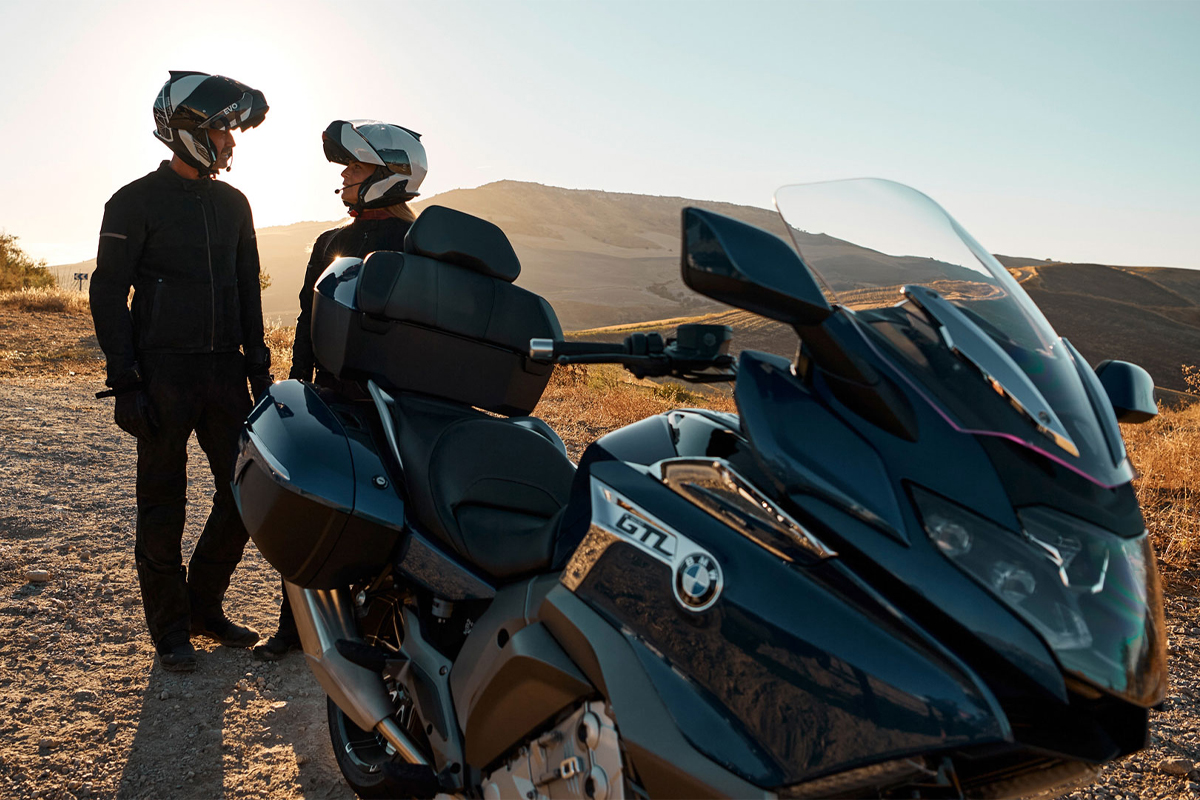 A BMW K 1600 GTL near San Bernardino, CA.